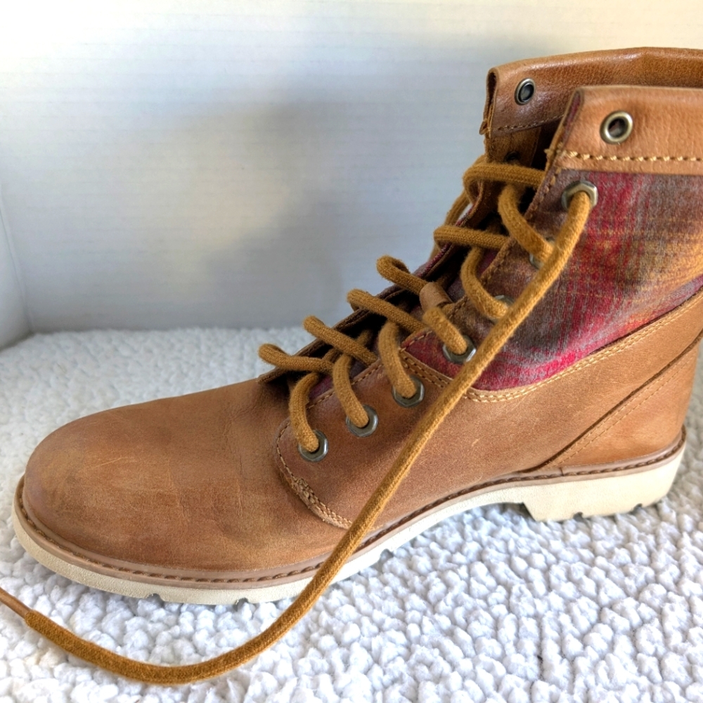 Timberland x Pendleton Women's Bramhall Boots Size 8.5 Plaid Top /Brown Leather - Picture 8 of 13